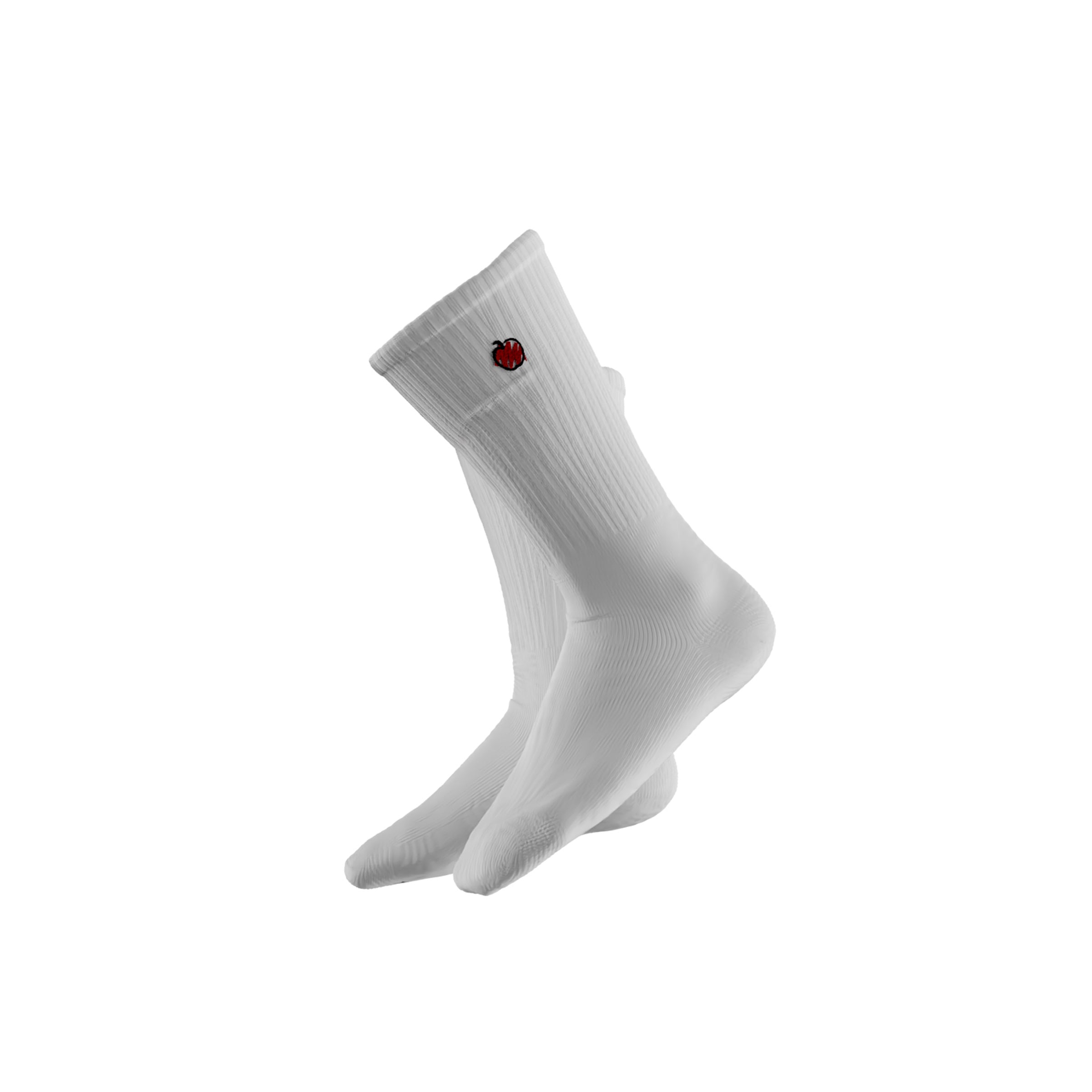 Scribble Apple Logo White Crew Sock